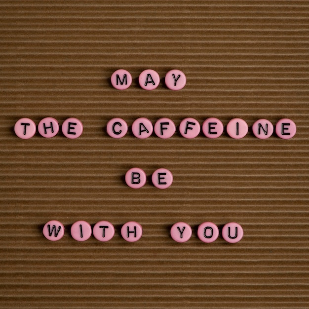 Free photo may the coffee be with you beads message typography